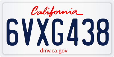 CA license plate 6VXG438
