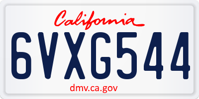 CA license plate 6VXG544