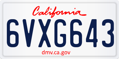 CA license plate 6VXG643