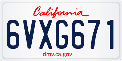 CA license plate 6VXG671