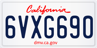 CA license plate 6VXG690