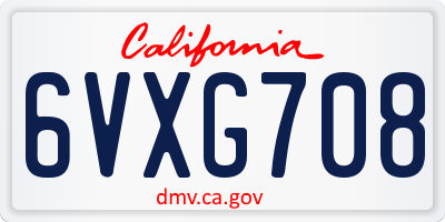 CA license plate 6VXG708