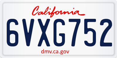 CA license plate 6VXG752