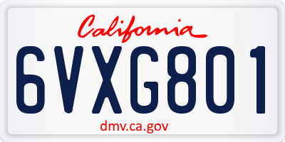 CA license plate 6VXG801