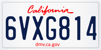 CA license plate 6VXG814