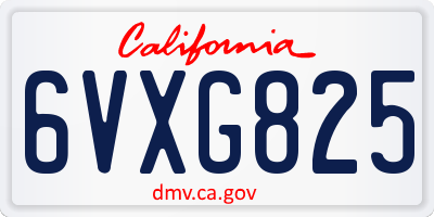 CA license plate 6VXG825