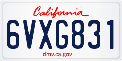 CA license plate 6VXG831