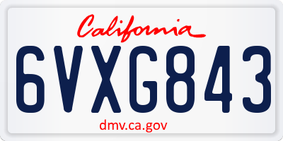 CA license plate 6VXG843