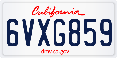 CA license plate 6VXG859