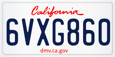 CA license plate 6VXG860