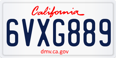 CA license plate 6VXG889