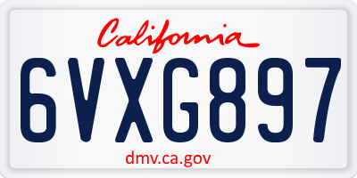 CA license plate 6VXG897
