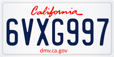 CA license plate 6VXG997