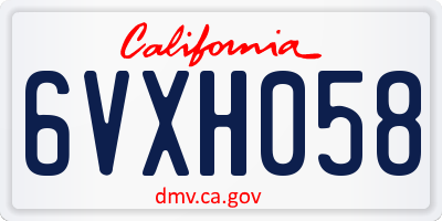 CA license plate 6VXH058