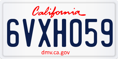 CA license plate 6VXH059