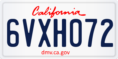 CA license plate 6VXH072