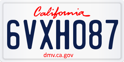 CA license plate 6VXH087