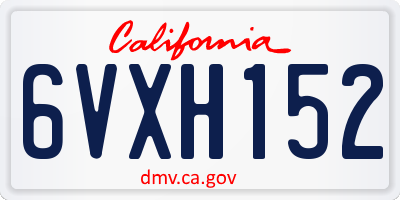 CA license plate 6VXH152