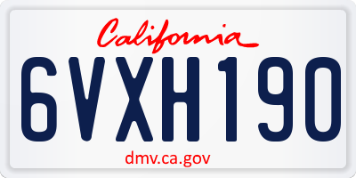 CA license plate 6VXH190