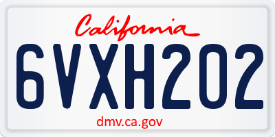 CA license plate 6VXH202
