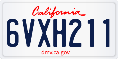 CA license plate 6VXH211