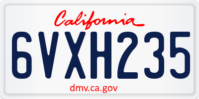 CA license plate 6VXH235