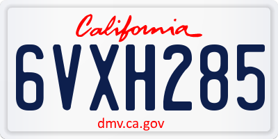 CA license plate 6VXH285