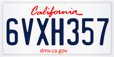 CA license plate 6VXH357