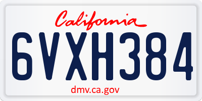 CA license plate 6VXH384