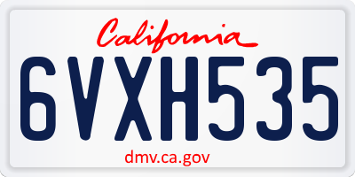 CA license plate 6VXH535