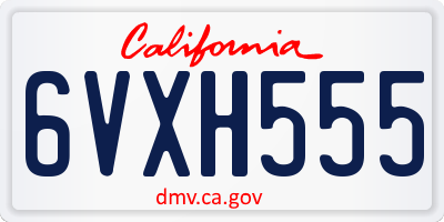 CA license plate 6VXH555