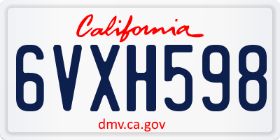 CA license plate 6VXH598