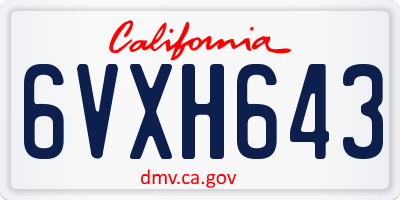CA license plate 6VXH643