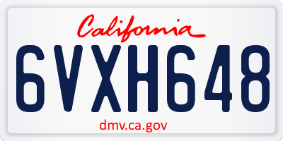 CA license plate 6VXH648