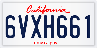 CA license plate 6VXH661