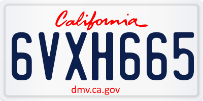CA license plate 6VXH665