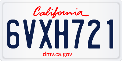 CA license plate 6VXH721
