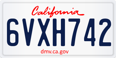 CA license plate 6VXH742