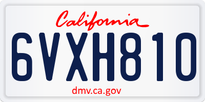 CA license plate 6VXH810