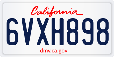 CA license plate 6VXH898