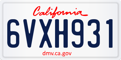 CA license plate 6VXH931