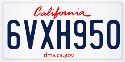 CA license plate 6VXH950
