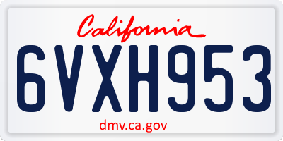 CA license plate 6VXH953