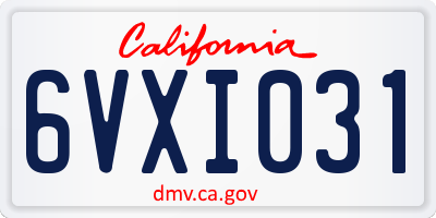 CA license plate 6VXI031