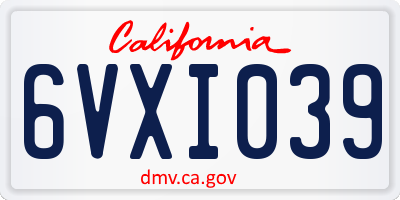 CA license plate 6VXI039