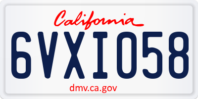 CA license plate 6VXI058