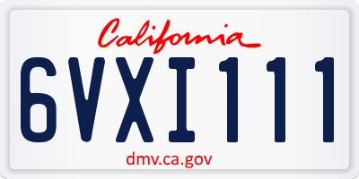 CA license plate 6VXI111
