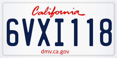 CA license plate 6VXI118