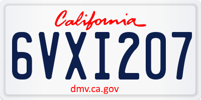 CA license plate 6VXI207