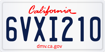 CA license plate 6VXI210